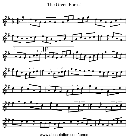 The Green Forest - staff notation
