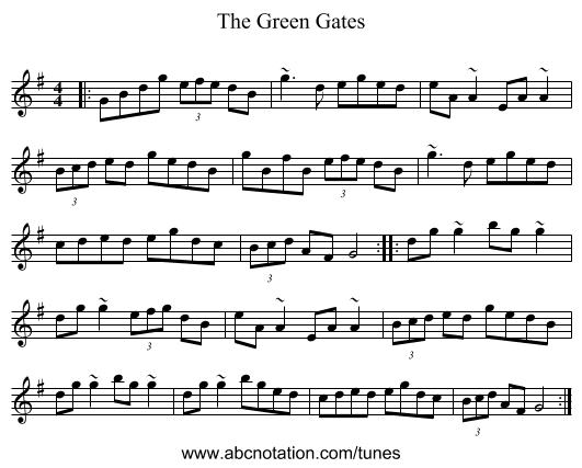 The Green Gates - staff notation
