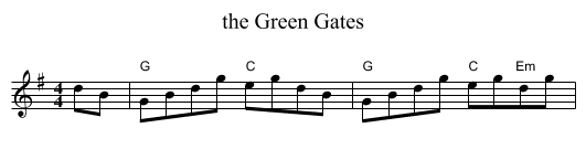 the Green Gates - staff notation