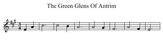 The Green Glens Of Antrim - staff notation