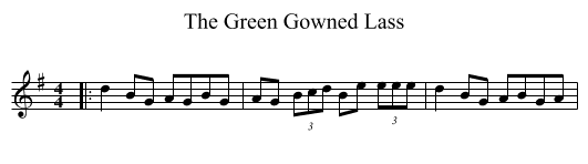 The Green Gowned Lass - staff notation
