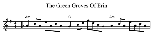 The Green Groves Of Erin - staff notation