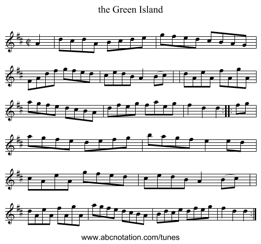 the Green Island - staff notation