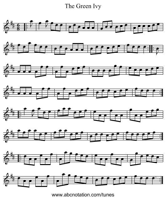 The Green Ivy - staff notation