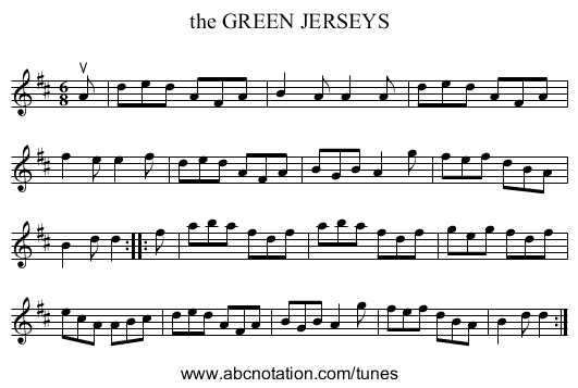 the GREEN JERSEYS - staff notation