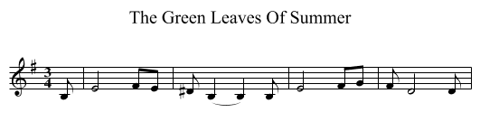 The Green Leaves Of Summer - staff notation