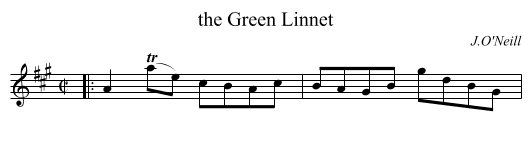 the Green Linnet - staff notation