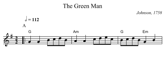 The Green Man - staff notation