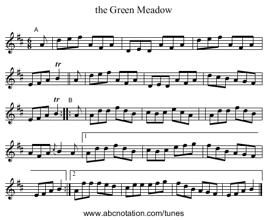 the Green Meadow - staff notation