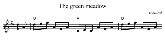 The green meadow - staff notation