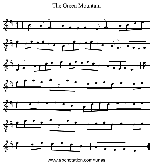The Green Mountain - staff notation