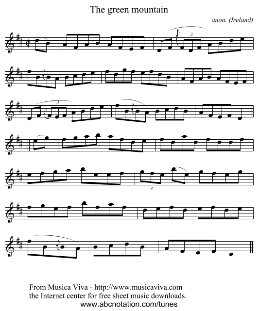 The green mountain - staff notation