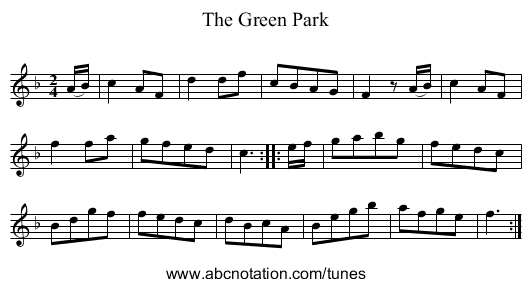 The Green Park - staff notation