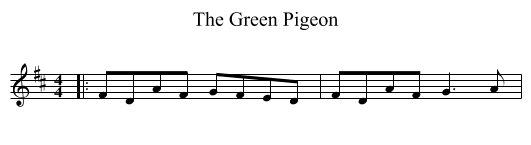 The Green Pigeon - staff notation