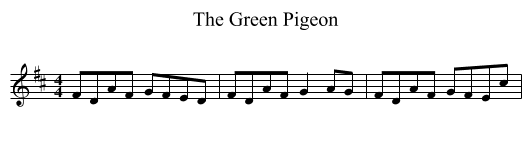 The Green Pigeon - staff notation