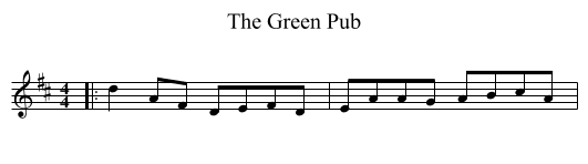 The Green Pub - staff notation