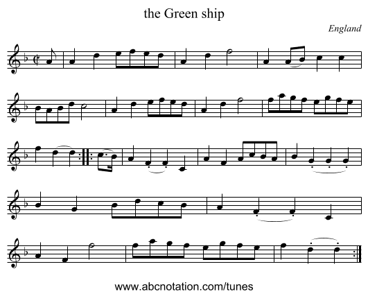 the Green ship - staff notation