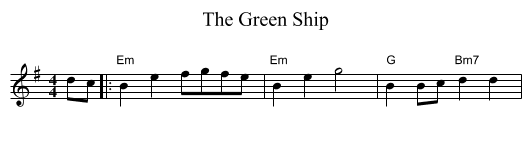 The Green Ship - staff notation