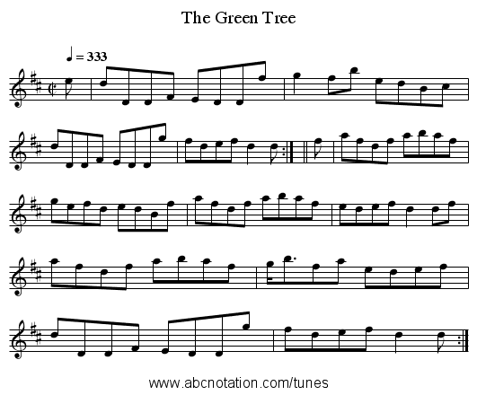The Green Tree - staff notation