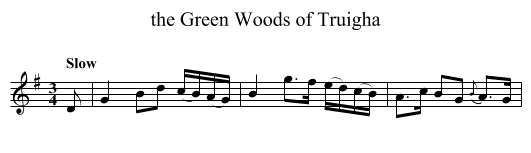 the Green Woods of Truigha - staff notation