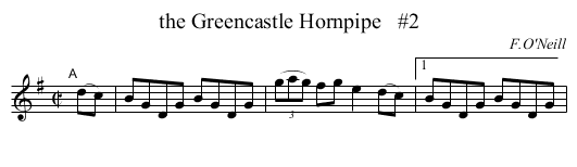 the Greencastle Hornpipe   #2 - staff notation