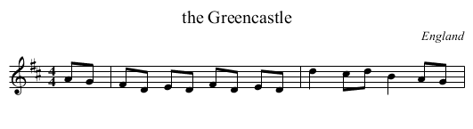 the Greencastle - staff notation