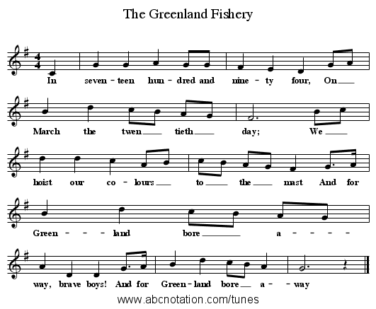 The Greenland Fishery - staff notation