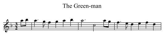 The Green-man - staff notation