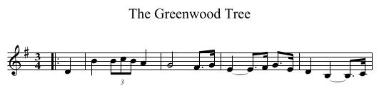 The Greenwood Tree - staff notation