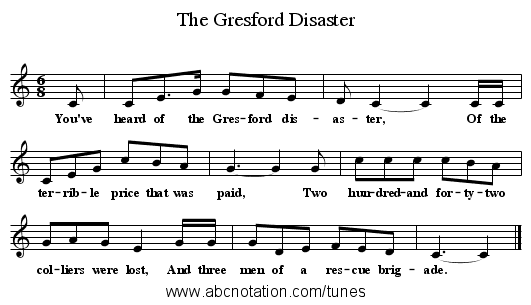 The Gresford Disaster - staff notation