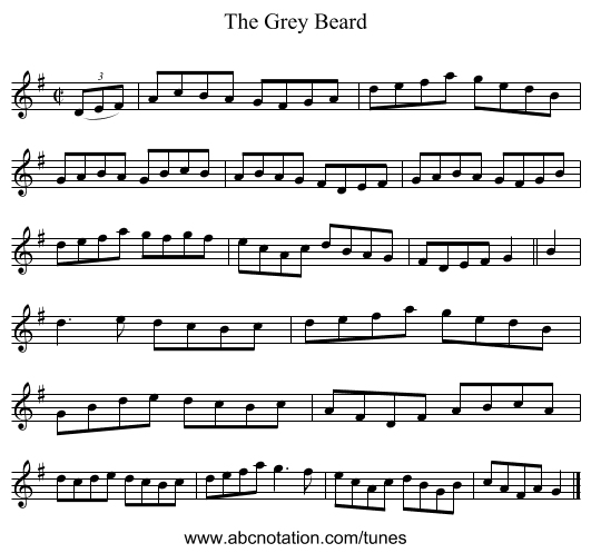 The Grey Beard - staff notation