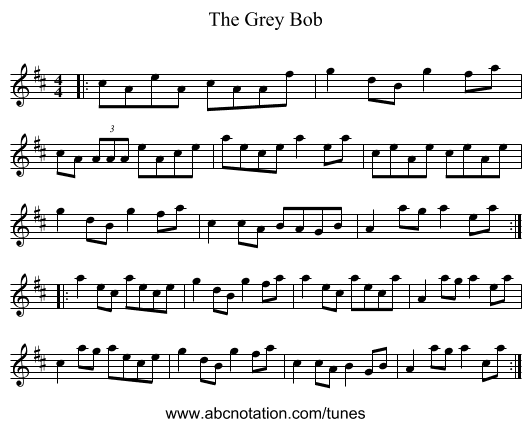The Grey Bob - staff notation