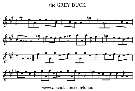 the GREY BUCK - staff notation