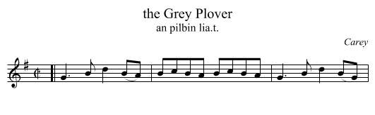 the Grey Plover - staff notation