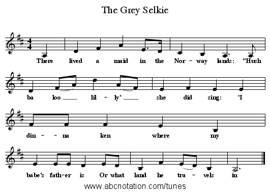 The Grey Selkie - staff notation