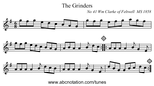 The Grinders - staff notation