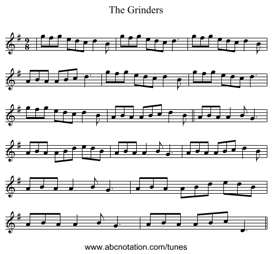 The Grinders - staff notation