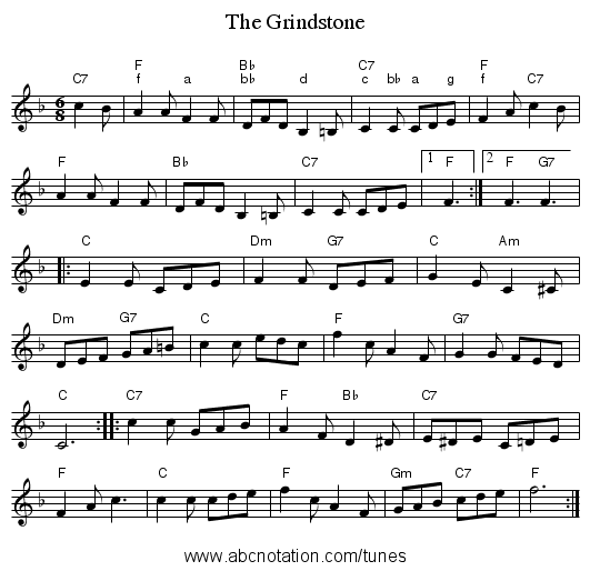 The Grindstone - staff notation