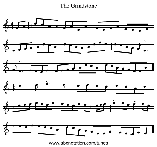 The Grindstone - staff notation