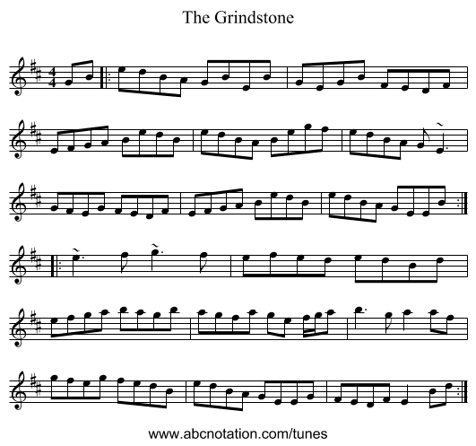 The Grindstone - staff notation