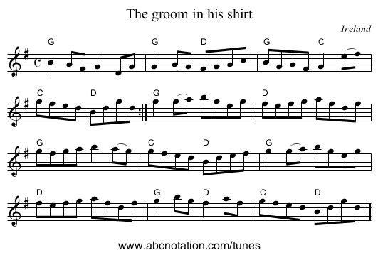 The groom in his shirt - staff notation