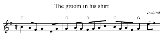 The groom in his shirt - staff notation
