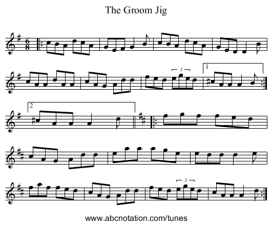 The Groom Jig - staff notation