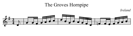 The Groves Hornpipe - staff notation