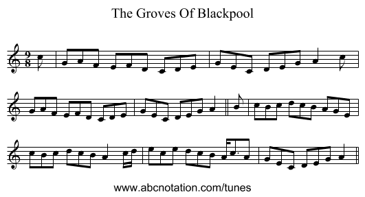 The Groves Of Blackpool - staff notation