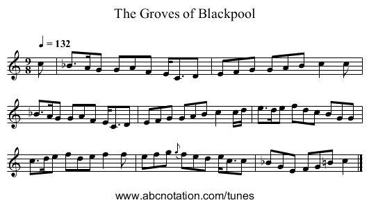 The Groves of Blackpool - staff notation