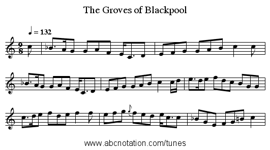 The Groves of Blackpool - staff notation
