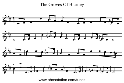 The Groves Of Blarney - staff notation