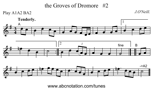 the Groves of Dromore #2 - staff notation