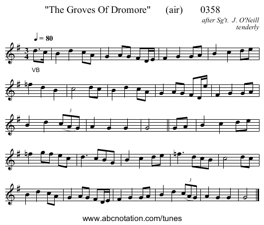 The Groves Of Dromore      (air)       0358 - staff notation